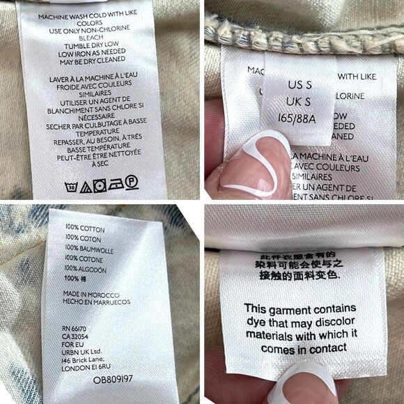 Free People Jean Jacket Acid Wash Tie Dye Denim S Cream Blue Rumor Jones - Picture 7 of 16